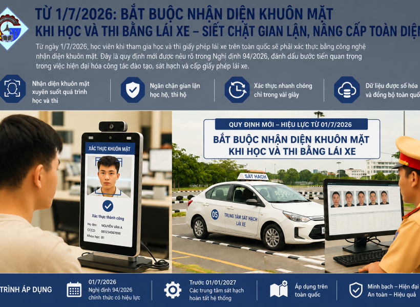 Từ 1/7/2026: Bắt buộc nhận diện khuôn mặt khi học và thi bằng lái xe